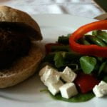 Andrew's homemade burgers with salad