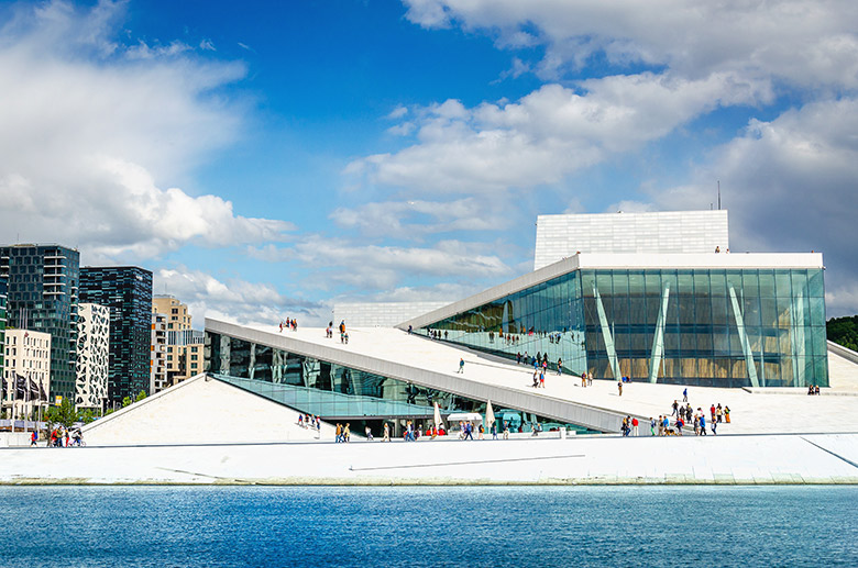 Oslo Opera House with Barcode development in the background.