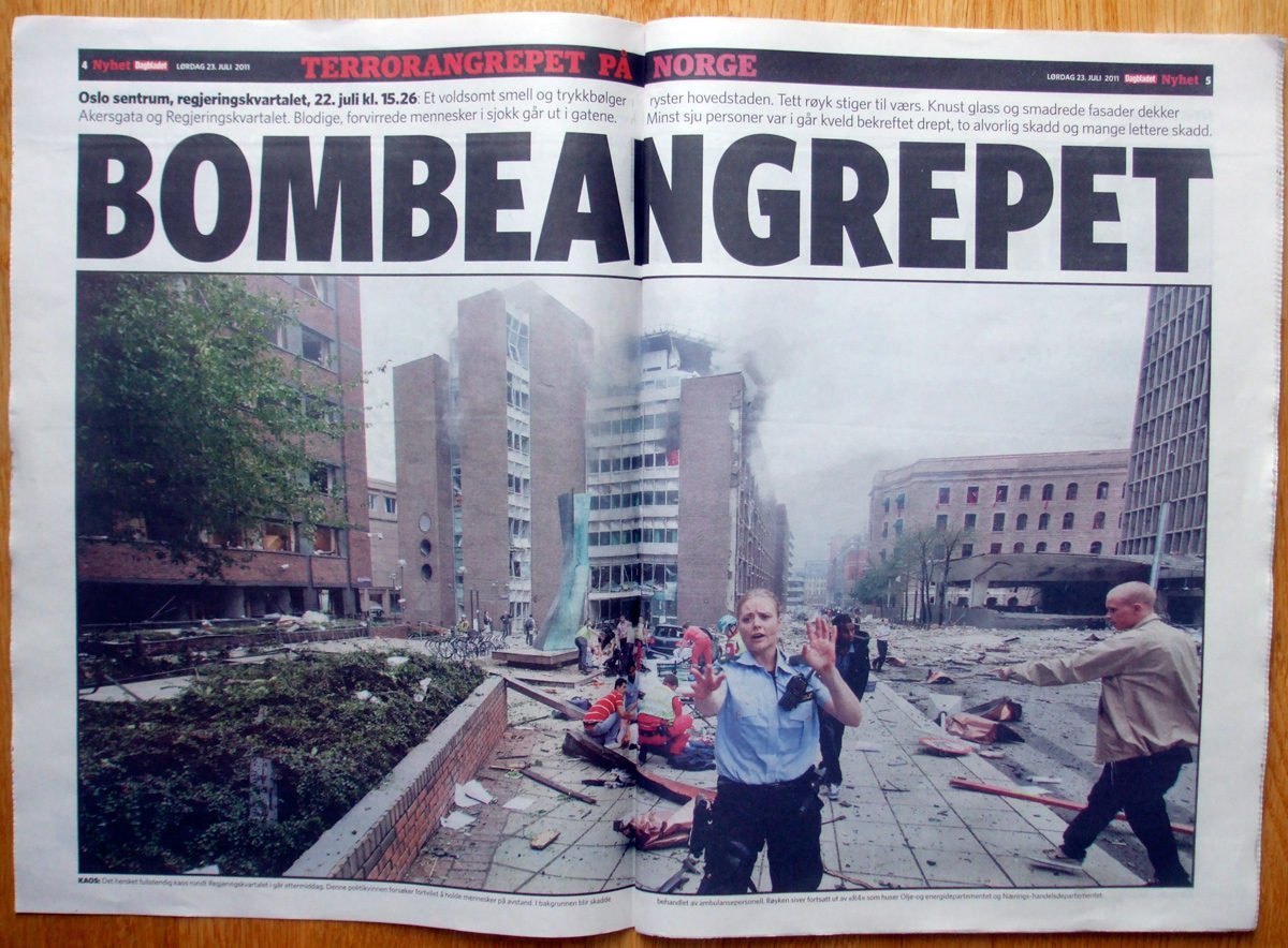 Norwegian newspaper Dagbladet reports on the Oslo bombing