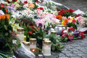 Memorial for the dead outside Oslo Cathedral