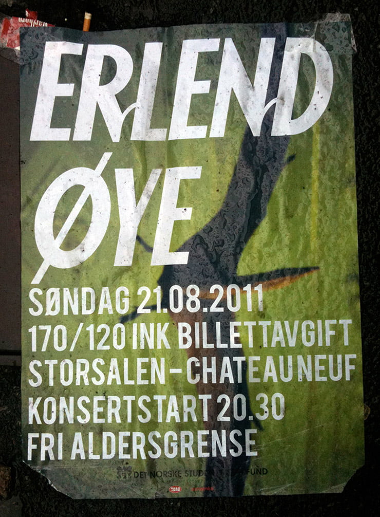 Erlend Øye tour poster in Oslo, Norway.