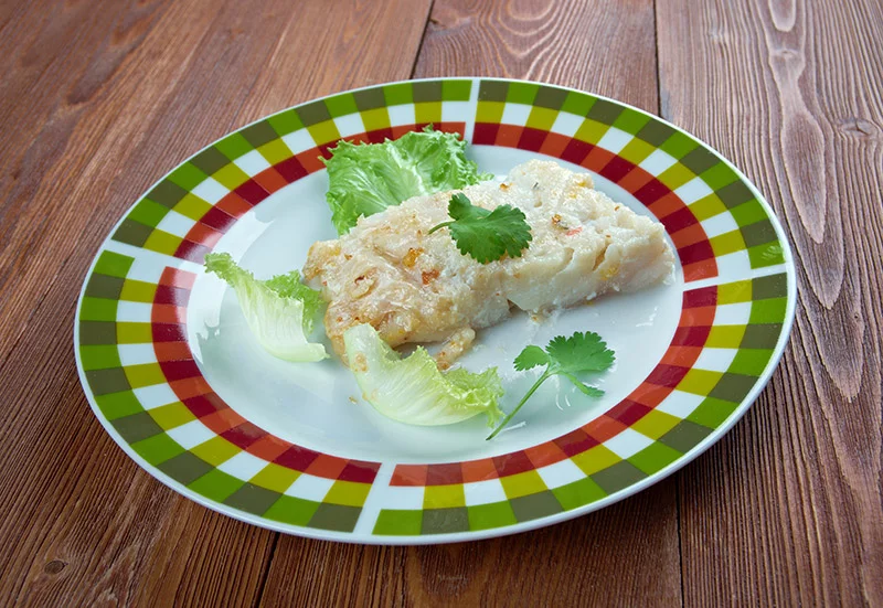 Plate of Norwegian lutefisk