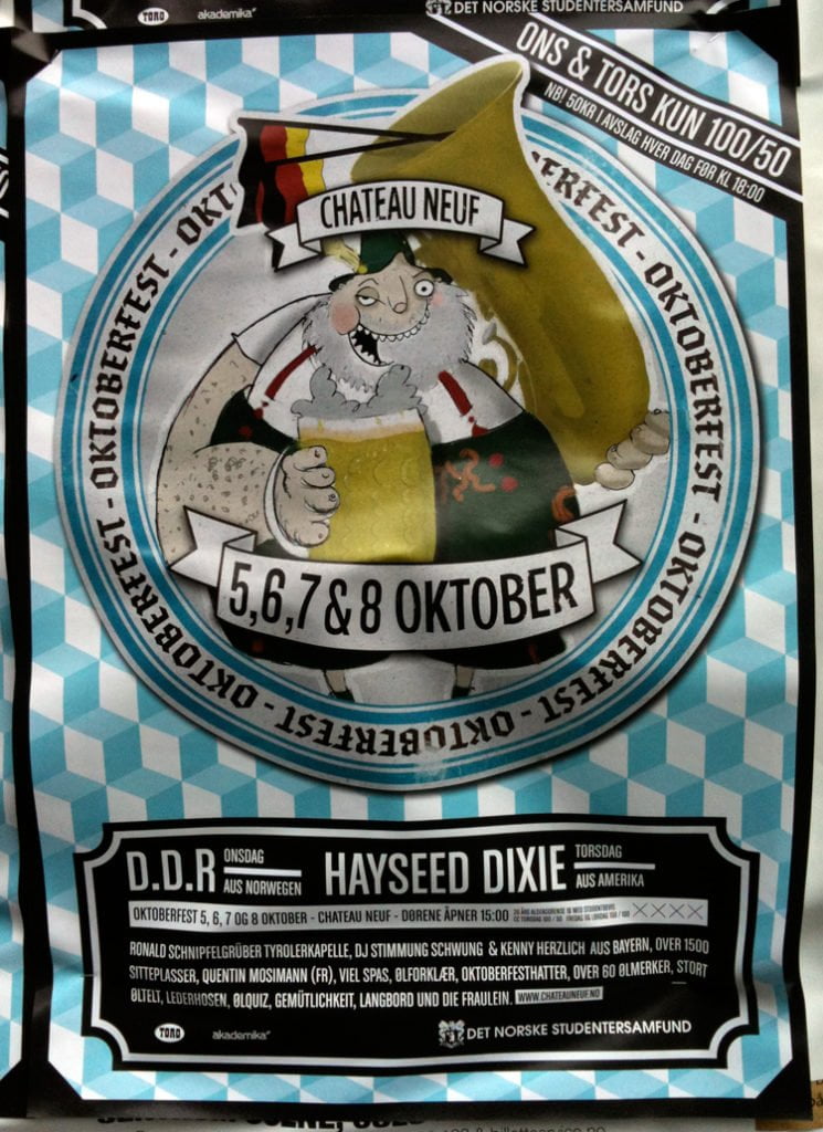 Oktoberfest festival street poster in Oslo, Norway.