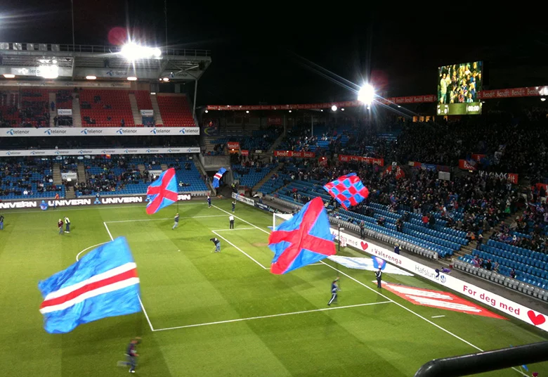 Valerenga v Viking, Ullevaal Stadion, Oslo Vålerenga flags on the pitch at the Ullevaal Stadion, Oslo