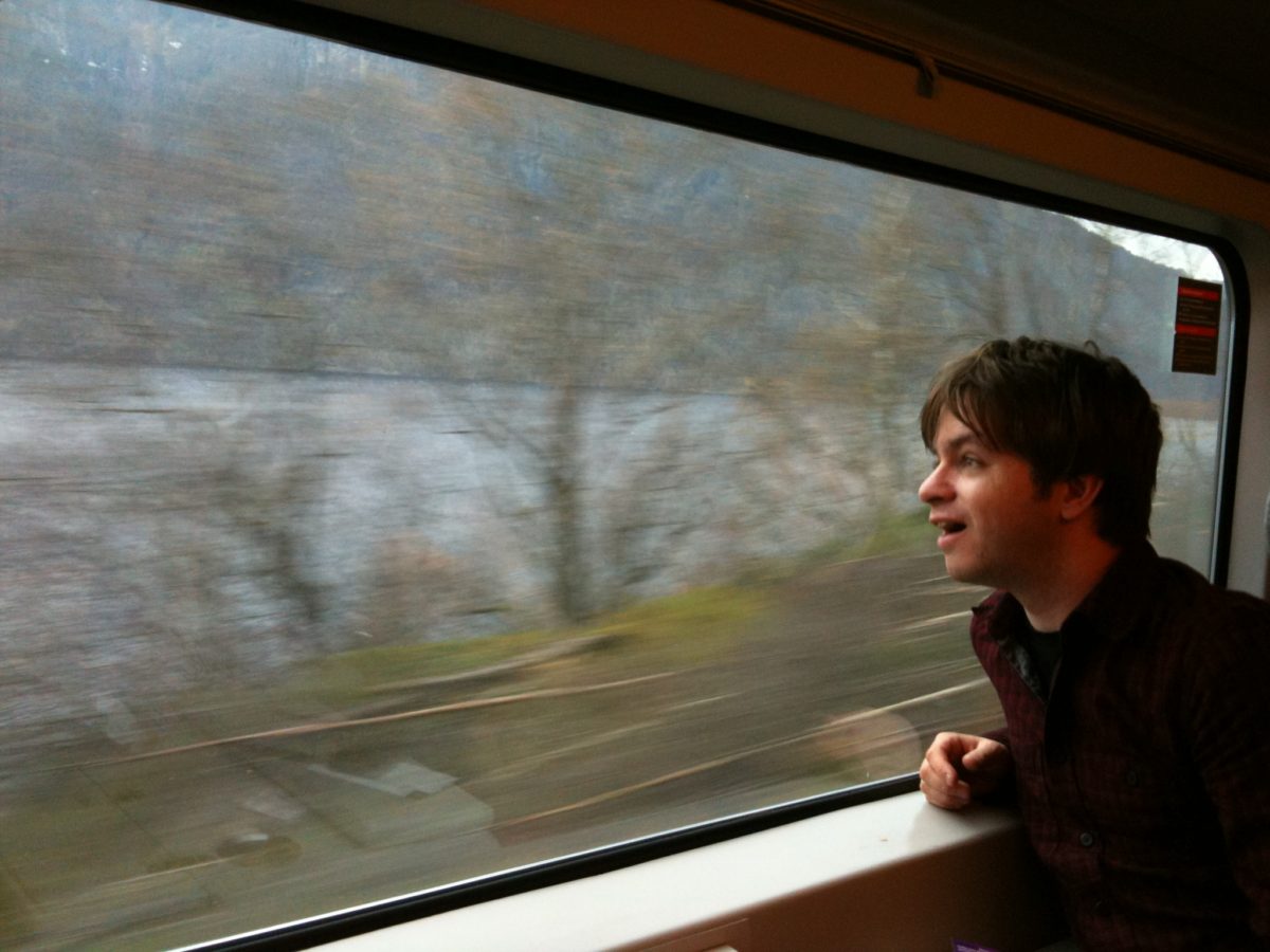 Chris getting excited on the Oslo to Bergen train