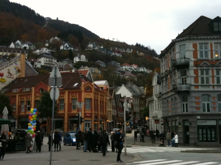 Downtown Bergen on a grey day