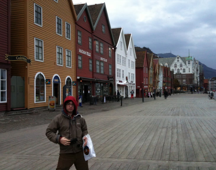 Chris on Bryggen in Bergen