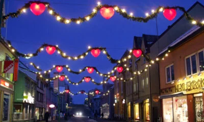 Storgata in Tromsø with Christmas lights