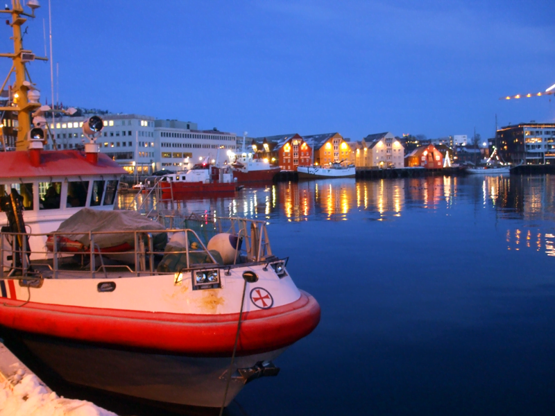 Tromsø Harbour in the deep blue December light