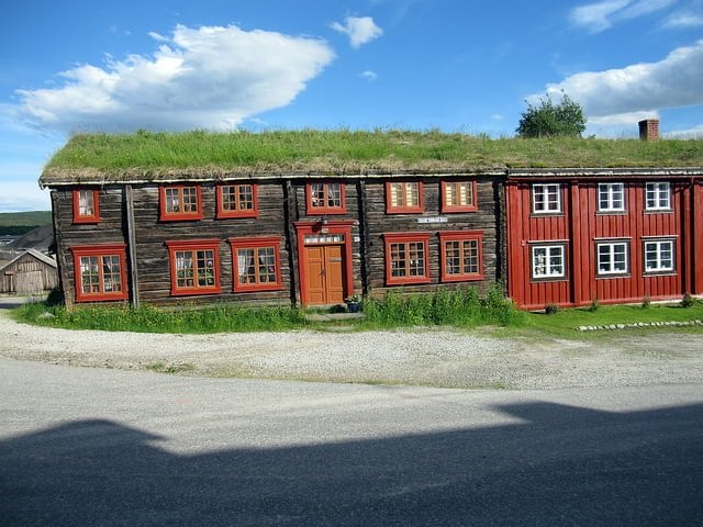 Traditional wooden housing in Røros, Central Norway