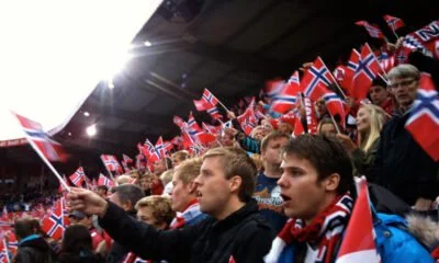 Norwegian football fans at the Ullevaal Stadium