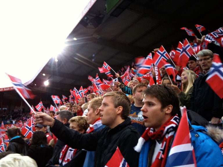 Norwegian football fans at the Ullevaal Stadium