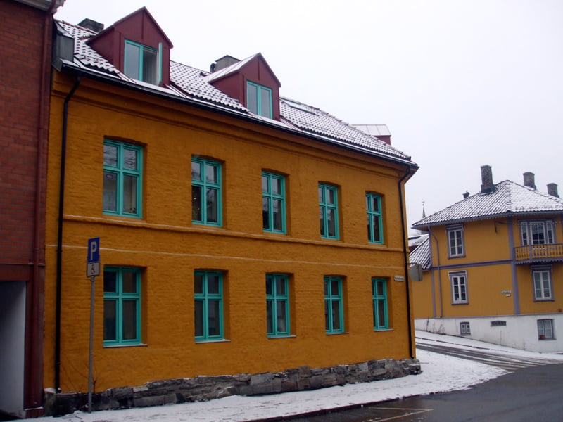 Colourful yellow and green building