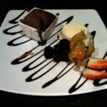 Chocolate fondant and vanilla ice cream