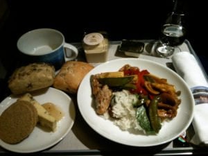 Meal served on British Airways Club Europe from Oslo to London