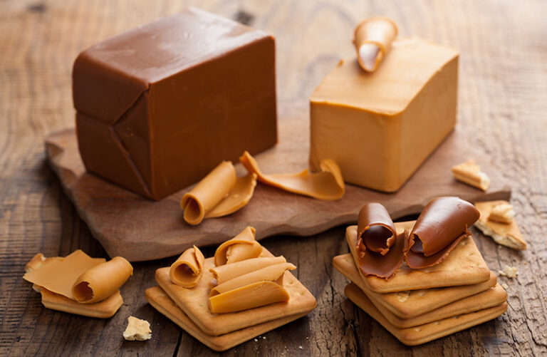 Blocks of brunost, Norwegian brown cheese