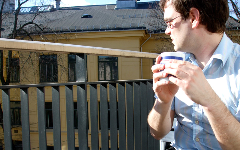 Me on my balcony, enjoying the spring sunshine