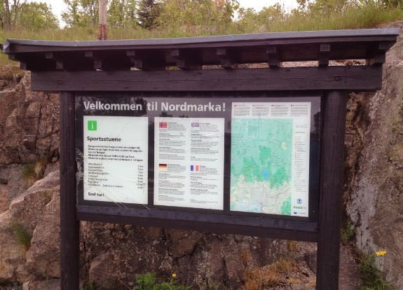 Nordmarka information sign at Frognerseteren T-Bane Station Nordmarka information sign at Frognerseteren T-Bane Station