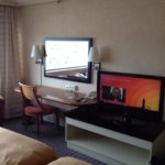 TV and desk in the bedroom