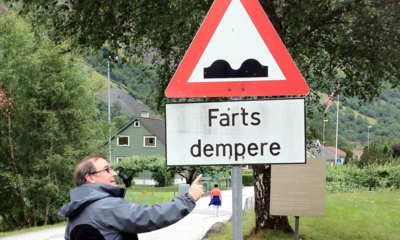 Farts Dempere road sign in Norway