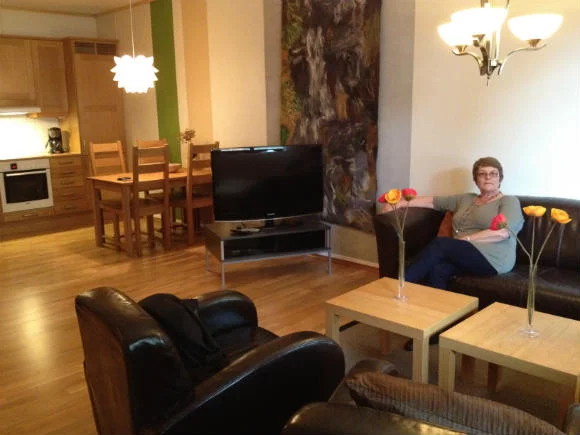 Mum enjoying herself in the lounge!