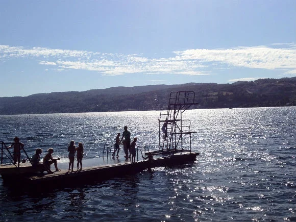 Diving into the Oslofjord at Drobak
