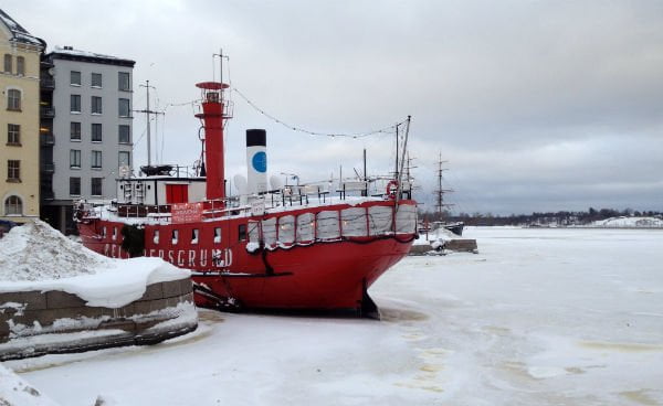 Helsinki port. Boat going nowhere.