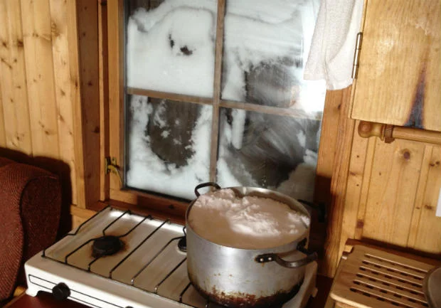 Melting snow for water