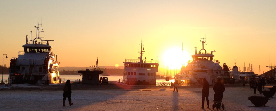 Sunset over Aker Brygge Oslo