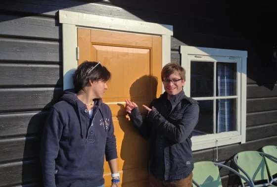 Chris and Gerry outside our cabin