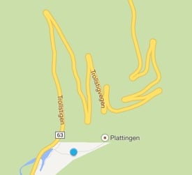 Map of the Troll's Road, Norway
