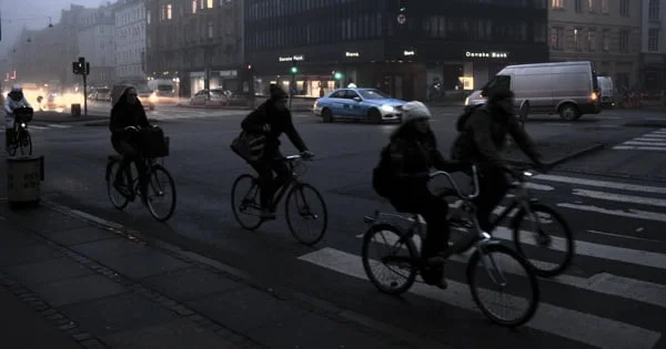 Danish cyclists commuting