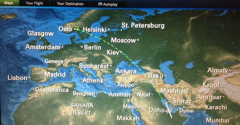 Flight map Qatar Airways