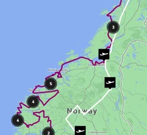 Fly Med Oss route map