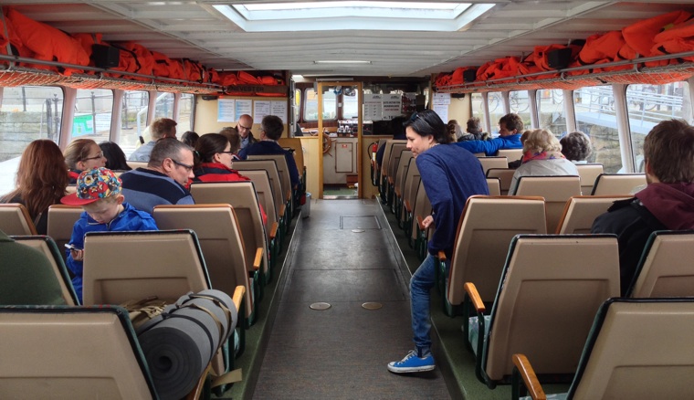 Inside the passenger ferry