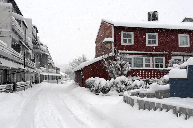 A Trondheim suburb in the winter