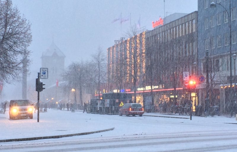 Trondheim in snowstorm
