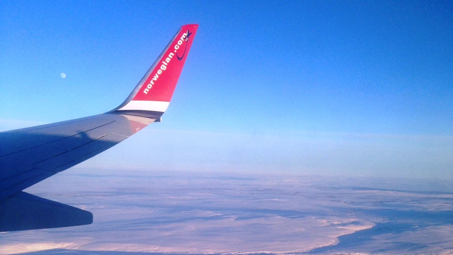 Flying in Norway on Norwegian Air. Photo: Jolyon Smith.