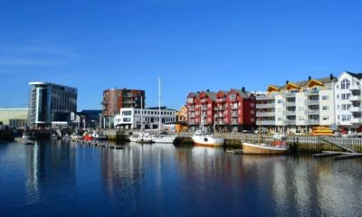 The modern waterfront of Svolvær in Lofoten, Norway