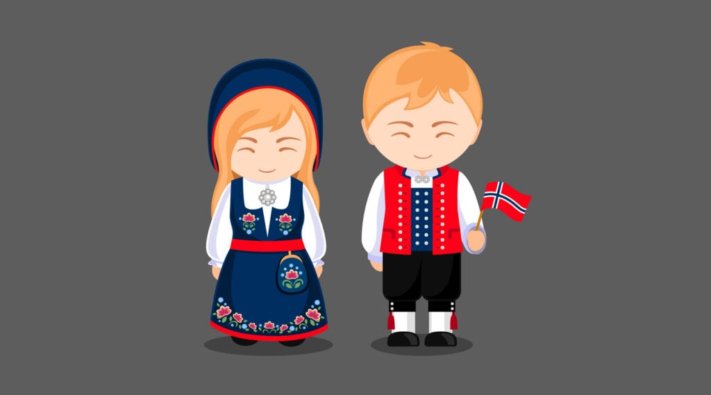 Norwegian children in stereotypical national dress