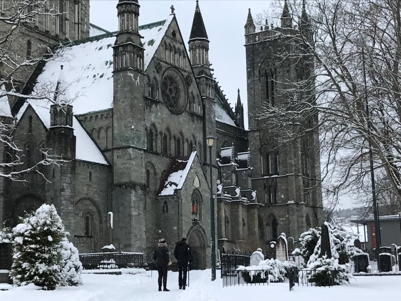 Nidaros Cathedral in a Trondheim winter