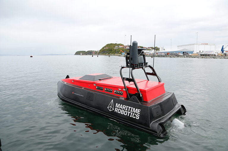 An autonomous vessel from Maritime Robotics in the Trondheim test bed