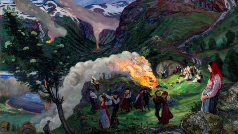 Midsummer Night depiction by Nikolai Astrup.