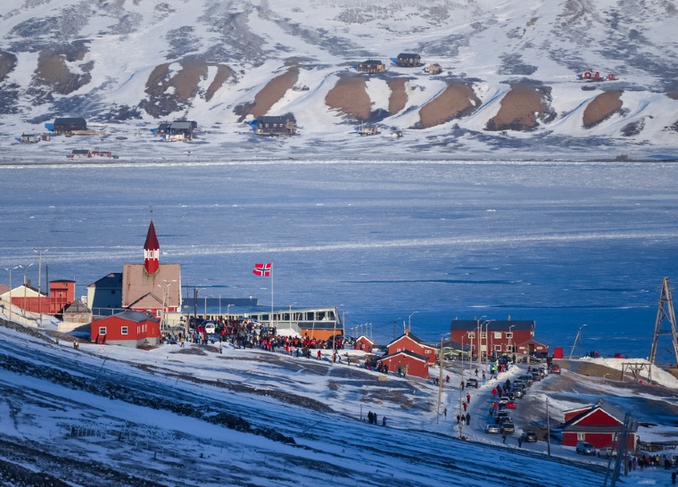 People gathering in Longyearbyen, Svalbard