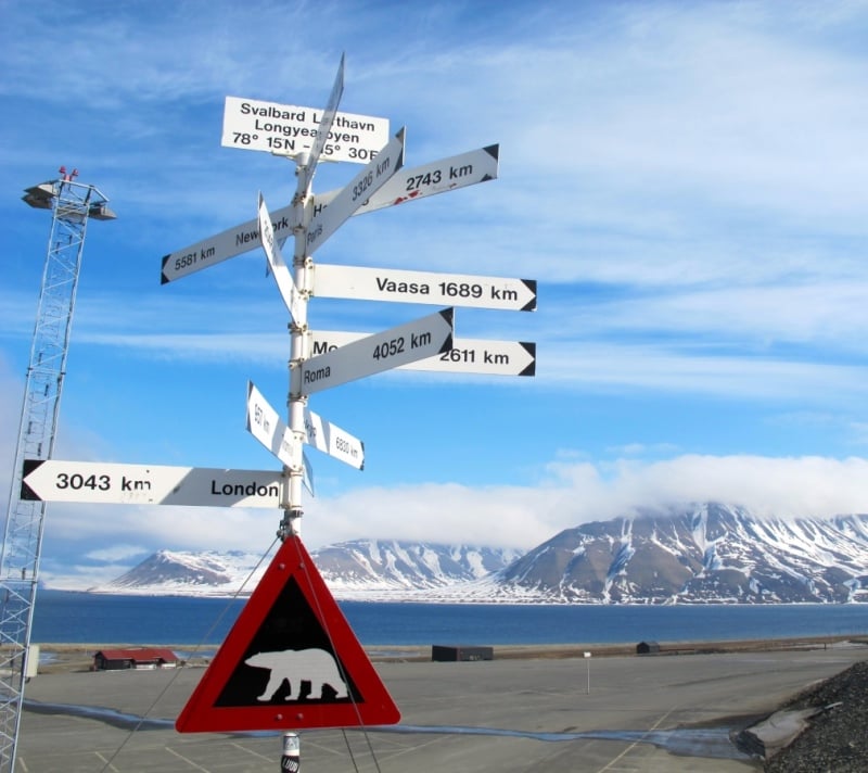 Svalbard airport signpost