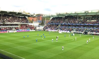 Norwegian football club Rosenborg playing at Trondheim's Lerkendal Stadium.