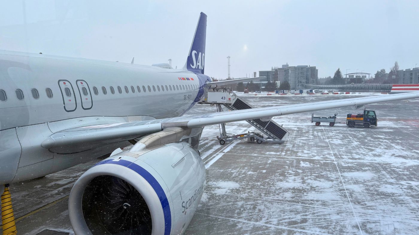 SAS plane parked at Oslo Airport. Photo: David Nikel.