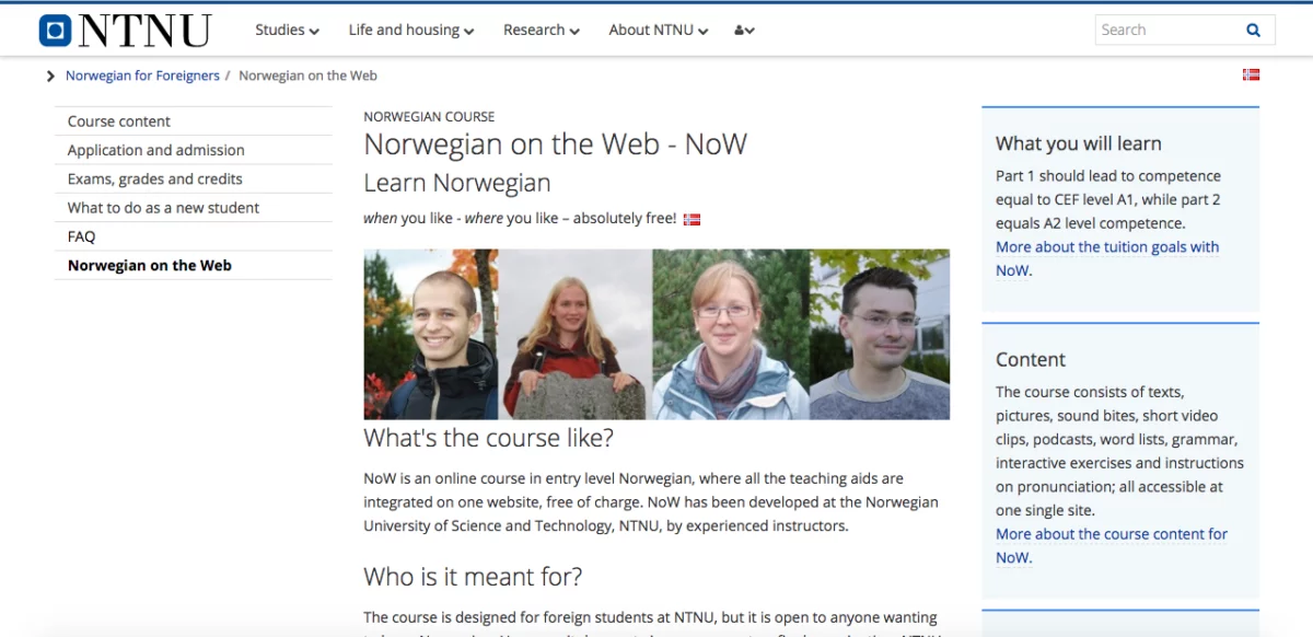 Norwegian course NTNU