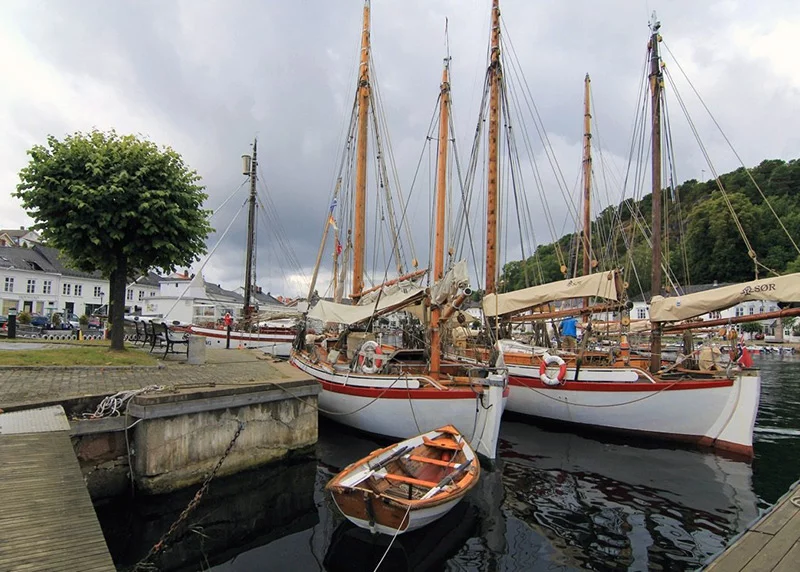 Boats in Risør harbour in southern Norway.