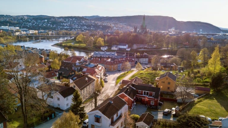 An aerial view of Trondheim, Norway.